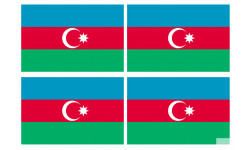 Drapeau Azerbaijan - 4 stickers - 9.5 x 6.3 cm - Sticker/autocollant