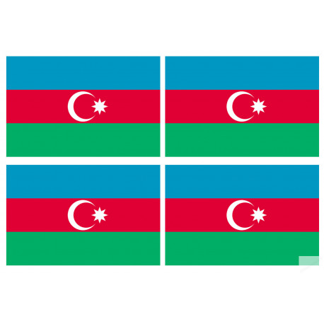 Drapeau Azerbaijan - 4 stickers - 9.5 x 6.3 cm - Sticker/autocollant