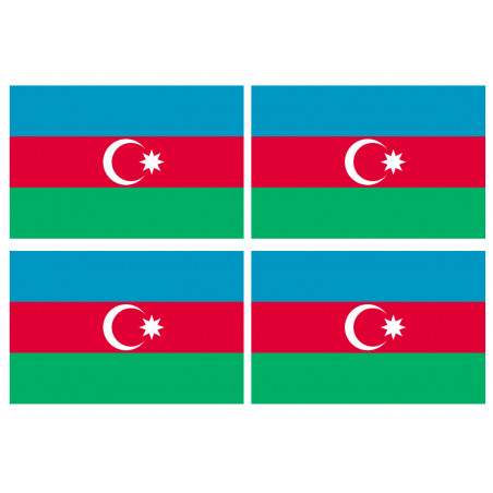 Drapeau Azerbaijan - 4 stickers - 9.5 x 6.3 cm - Sticker/autocollant