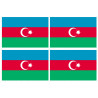 Drapeau Azerbaijan - 4 stickers - 9.5 x 6.3 cm - Sticker/autocollant