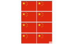 Drapeau Chine - 8 stickers - 9.5 x 6.3 cm - Sticker/autocollant