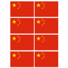 Drapeau Chine - 8 stickers - 9.5 x 6.3 cm - Sticker/autocollant