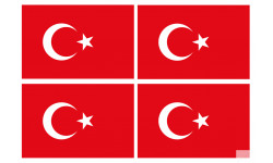 Drapeau Turquie - 4 stickers - 9.5 x 6.3 cm - Sticker/autocollant