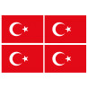 Drapeau Turquie - 4 stickers - 9.5 x 6.3 cm - Sticker/autocollant