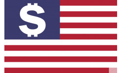 drapeau US dollar - 20x13cm - Sticker/autocollant