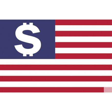 drapeau US dollar - 15x9.7cm - Sticker/autocollant