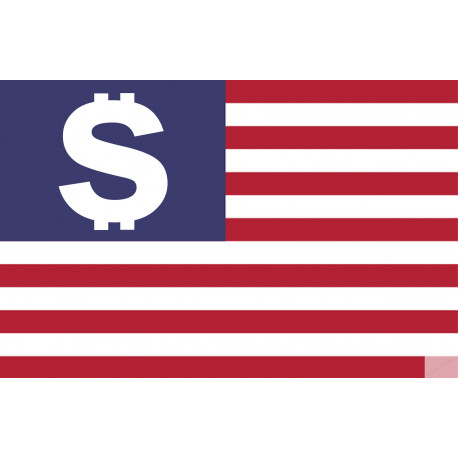 drapeau US dollar - 10x6.5cm - Sticker/autocollant