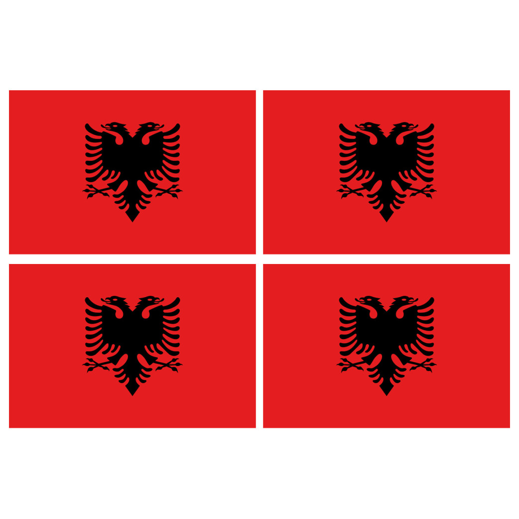 Drapeau Albanie - 4 stickers - 9.5 x 6.3 cm - Sticker/autocollant