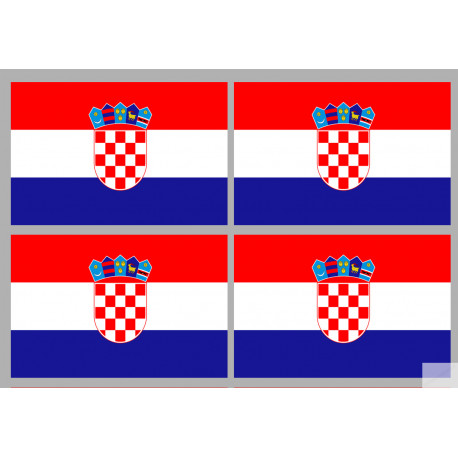 Drapeau Croatie - 4 stickers - 9.5 x 6.3 cm - Sticker/autocollant