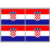 Drapeau Croatie - 4 stickers - 9.5 x 6.3 cm - Sticker/autocollant