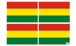 Drapeau Bolivie - 4 stickers - 9.5 x 6.3 cm - Sticker/autocollant