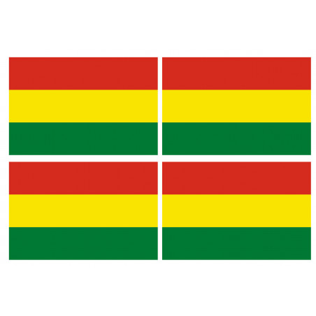 Drapeau Bolivie - 4 stickers - 9.5 x 6.3 cm - Sticker/autocollant