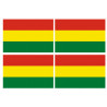 Drapeau Bolivie - 4 stickers - 9.5 x 6.3 cm - Sticker/autocollant