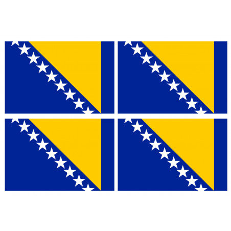 Drapeau Bosnie-Herzegovine - 4 stickers - 9.5 x 6.3 cm - Sticker/autocollant