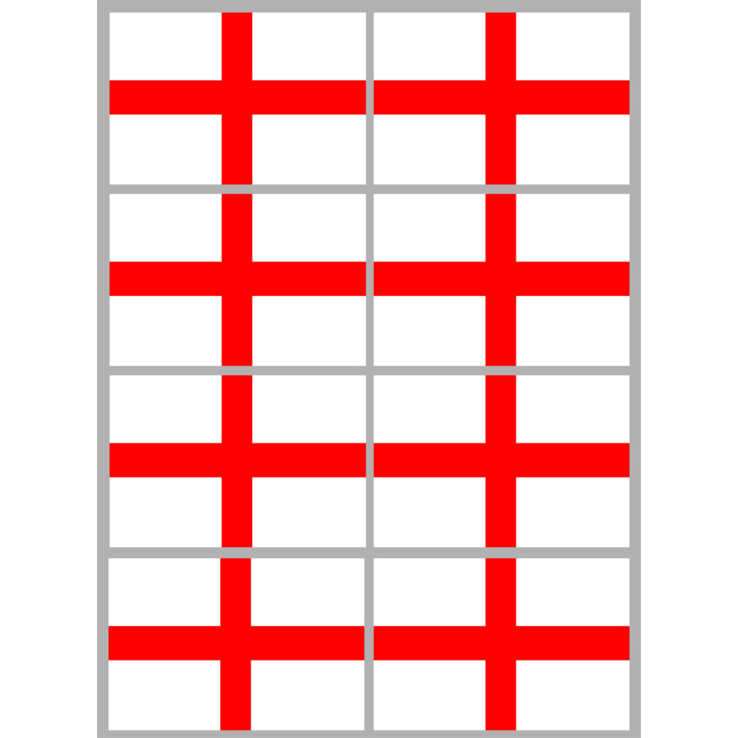 Drapeau Angleterre - 8 stickers - 9.5 x 6.3 cm - Sticker/autocollant