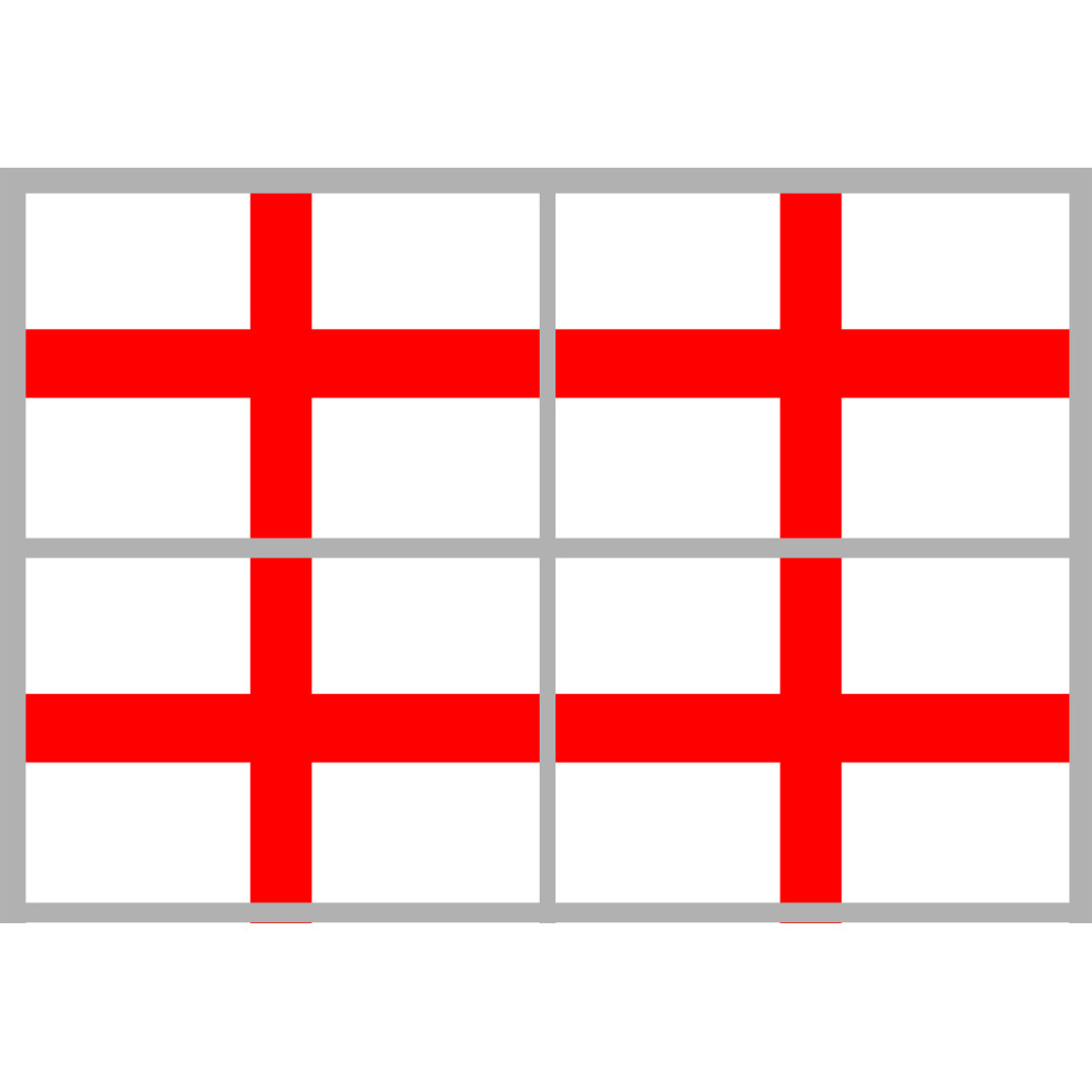 Drapeau Angleterre - 4 stickers - 9.5 x 6.3 cm - Sticker/autocollant