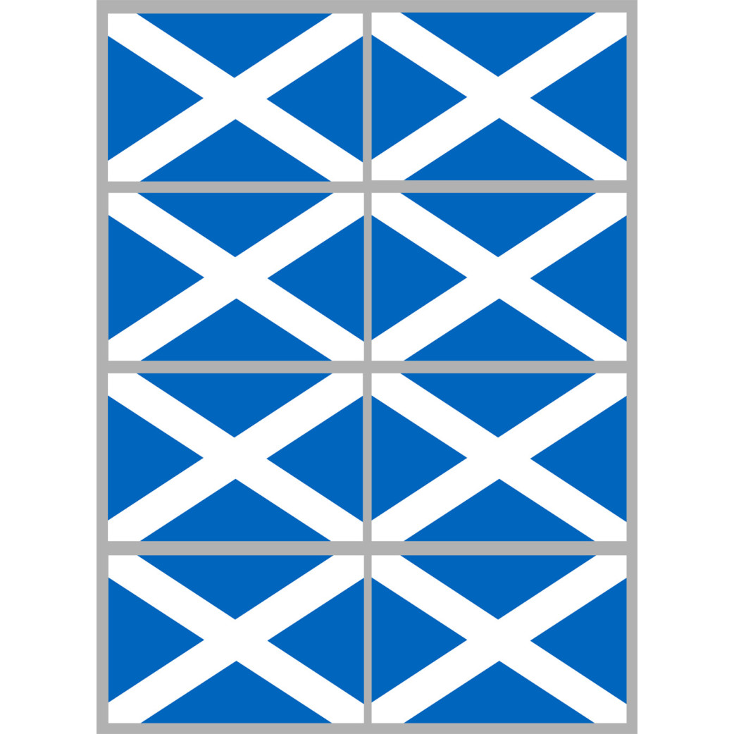Drapeau Ecosse - 8 stickers - 9.5 x 6.3 cm - Sticker/autocollant
