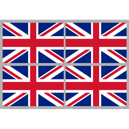 drapeau Grande Bretagne - 4 stickers - 9.5 x 6.3 cm - Sticker/autocollant