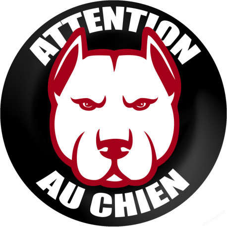 ATTENTION AU CHIEN - 5cm - Sticker/autocollant