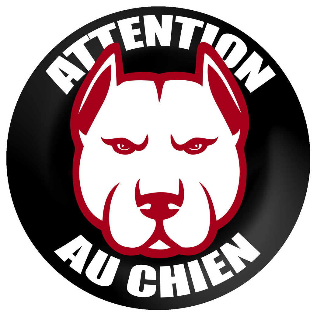 ATTENTION AU CHIEN - 15cm - Sticker/autocollant
