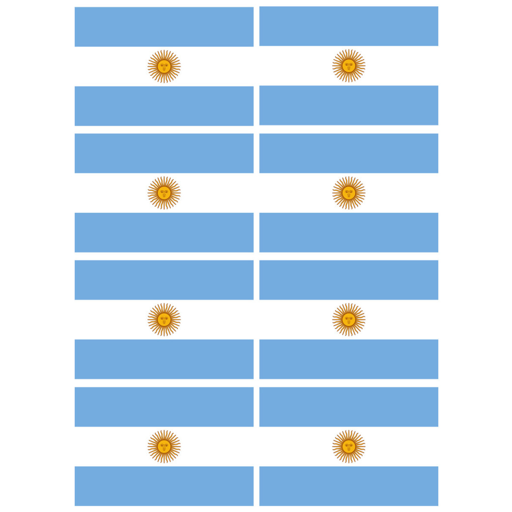 Drapeau Argentine - 8 stickers - 9.5 x 6.3 cm - Sticker/autocollant