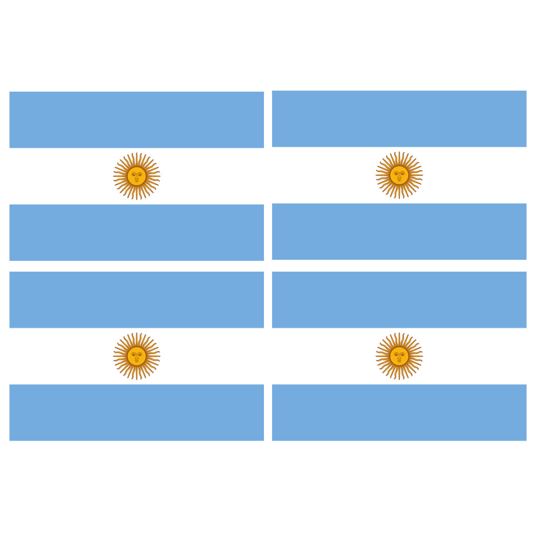 Drapeau Argentine - 4 stickers - 9.5 x 6.3 cm - Sticker/autocollant