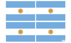 Drapeau Argentine - 4 stickers - 9.5 x 6.3 cm - Sticker/autocollant