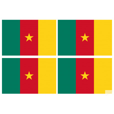 Drapeau Cameroun - 4 stickers - 9.5 x 6.3 cm - Sticker/autocollant