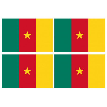 Drapeau Cameroun - 4 stickers - 9.5 x 6.3 cm - Sticker/autocollant