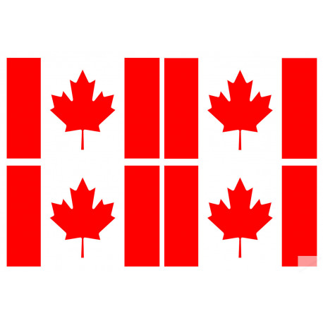 Drapeau Canada - 4 stickers - 9.5 x 6.3 cm - Sticker/autocollant