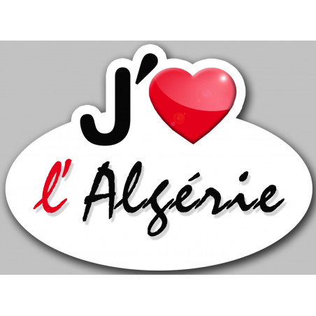 Autocollants : J'aime l'Algérie : 15x11cm