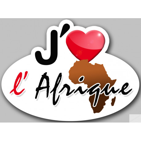 Autocollants : J'aime l'Afrique - 15x11cm