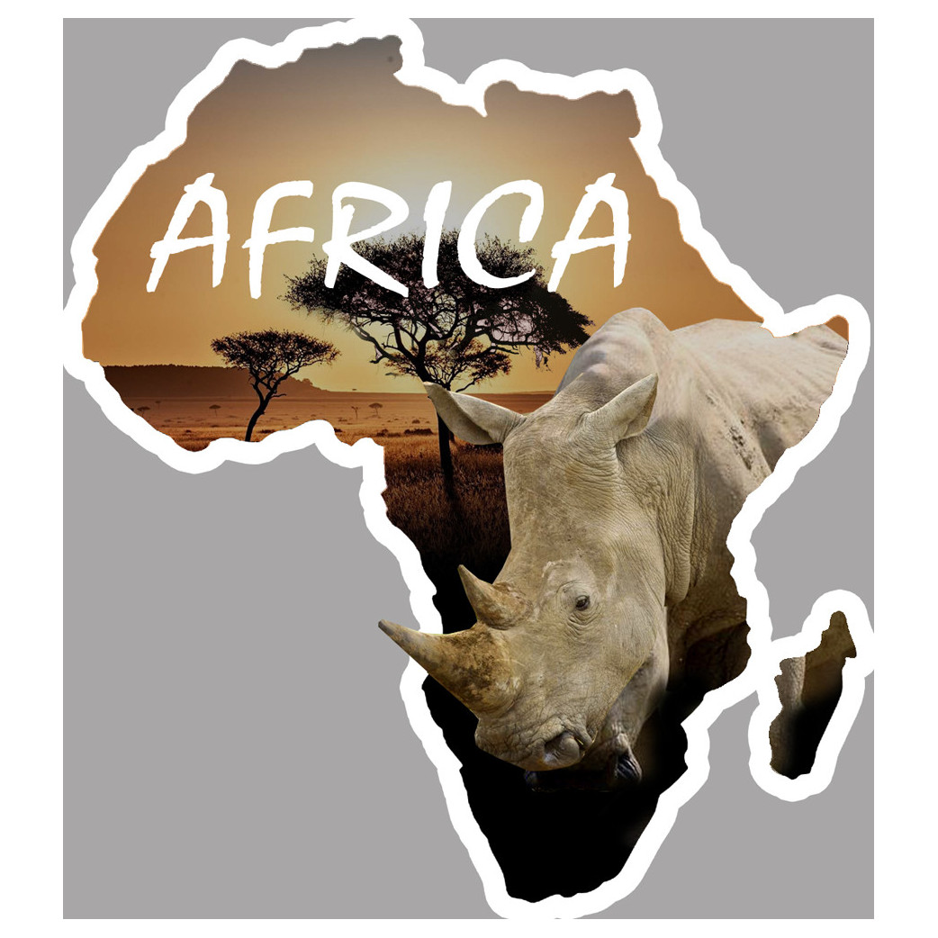 Africa Rhinocéros - 10x9cm - Sticker/autocollant