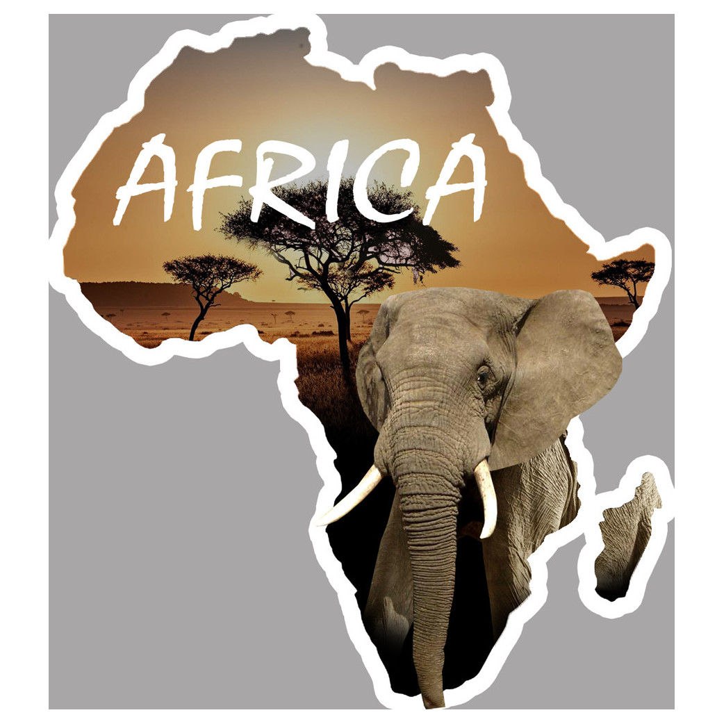 Africa Eléphant - 20x18cm - Sticker/autocollant