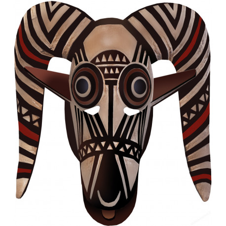 masque africain traditionnel - 20x17,5cm - Sticker/autocollant