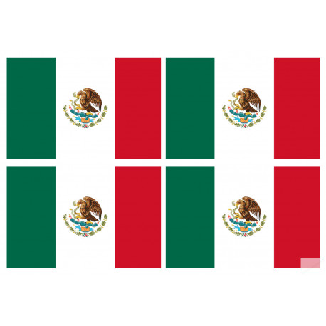 Drapeau Mexique - 4 stickers de 9,5x6.3 cm - Sticker/autocollant