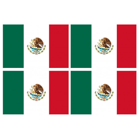 Drapeau Mexique - 4 stickers de 9,5x6.3 cm - Sticker/autocollant