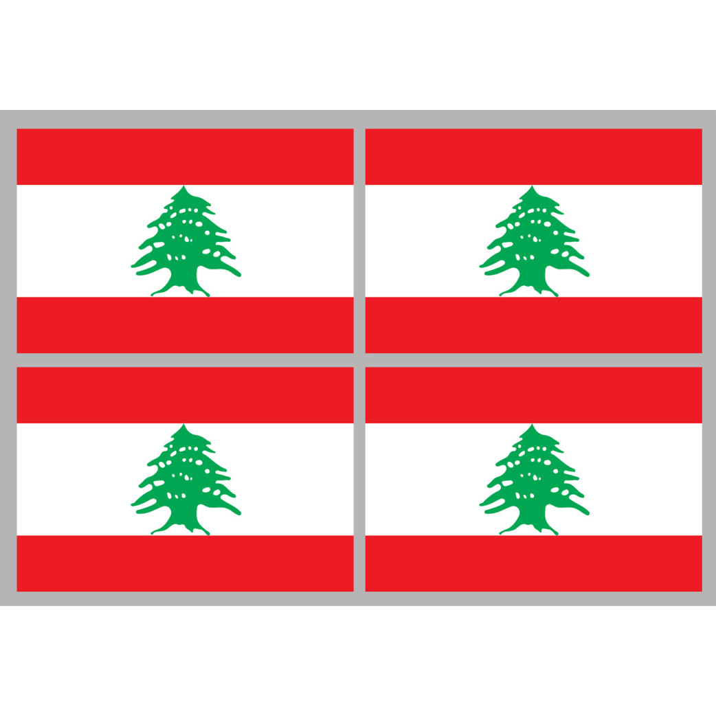 Drapeau Liban - 4 stickers 9,5x6,3 cm - Sticker/autocollant