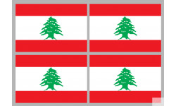 Drapeau Liban - 4 stickers 9,5x6,3 cm - Sticker/autocollant