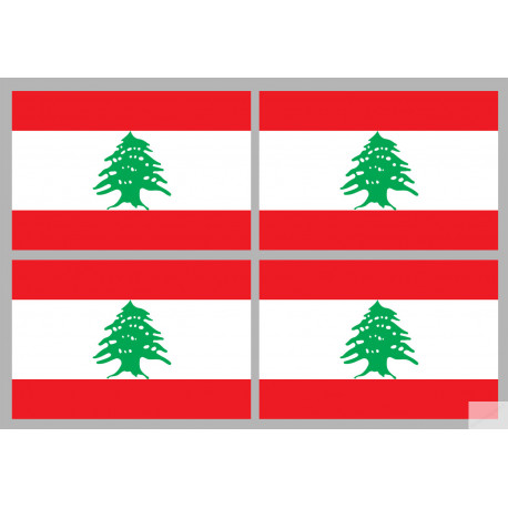 Drapeau Liban - 4 stickers 9,5x6,3 cm - Sticker/autocollant