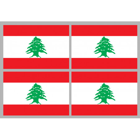 Drapeau Liban - 4 stickers 9,5x6,3 cm - Sticker/autocollant