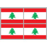 Drapeau Liban - 4 stickers 9,5x6,3 cm - Sticker/autocollant