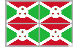 Drapeau Burundi - 4 stickers - 9.5 x 6.3 cm - Sticker/autocollant