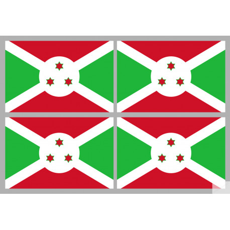 Drapeau Burundi - 4 stickers - 9.5 x 6.3 cm - Sticker/autocollant