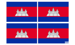 Drapeau Cambodge - 4 stickers - 9.5 x 6.3 cm - Sticker/autocollant
