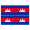 Drapeau Cambodge - 4 stickers - 9.5 x 6.3 cm - Sticker/autocollant