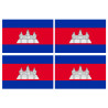 Drapeau Cambodge - 4 stickers - 9.5 x 6.3 cm - Sticker/autocollant