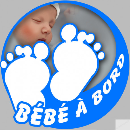 petons bébé à bord garçon - 10cm - Sticker/autocollant