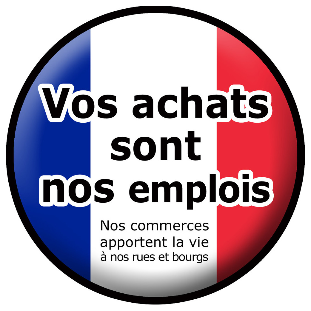 vos achats sont nos emplois "commerces" - 10cm - Sticker/autocollant