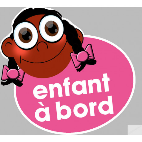 enfant à bord fille afro - 15x13,5cm - Sticker/autocollant